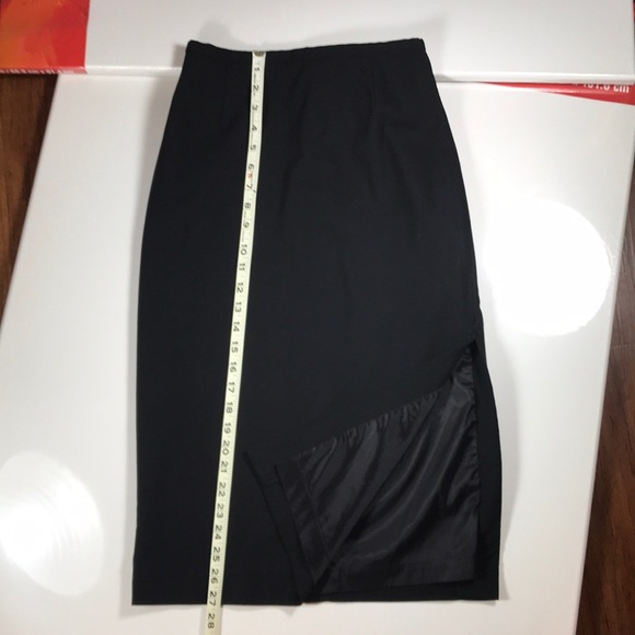Classiques Entier Vintage Black Wool Pencil Skirt, Side Slit - Picture 2 of 6